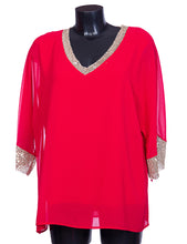 Carica l&#39;immagine nel visualizzatore di Gallery, Maglia elegante estiva da donna con scollo a punta paillettes e vestibilità comoda A/19MU00
