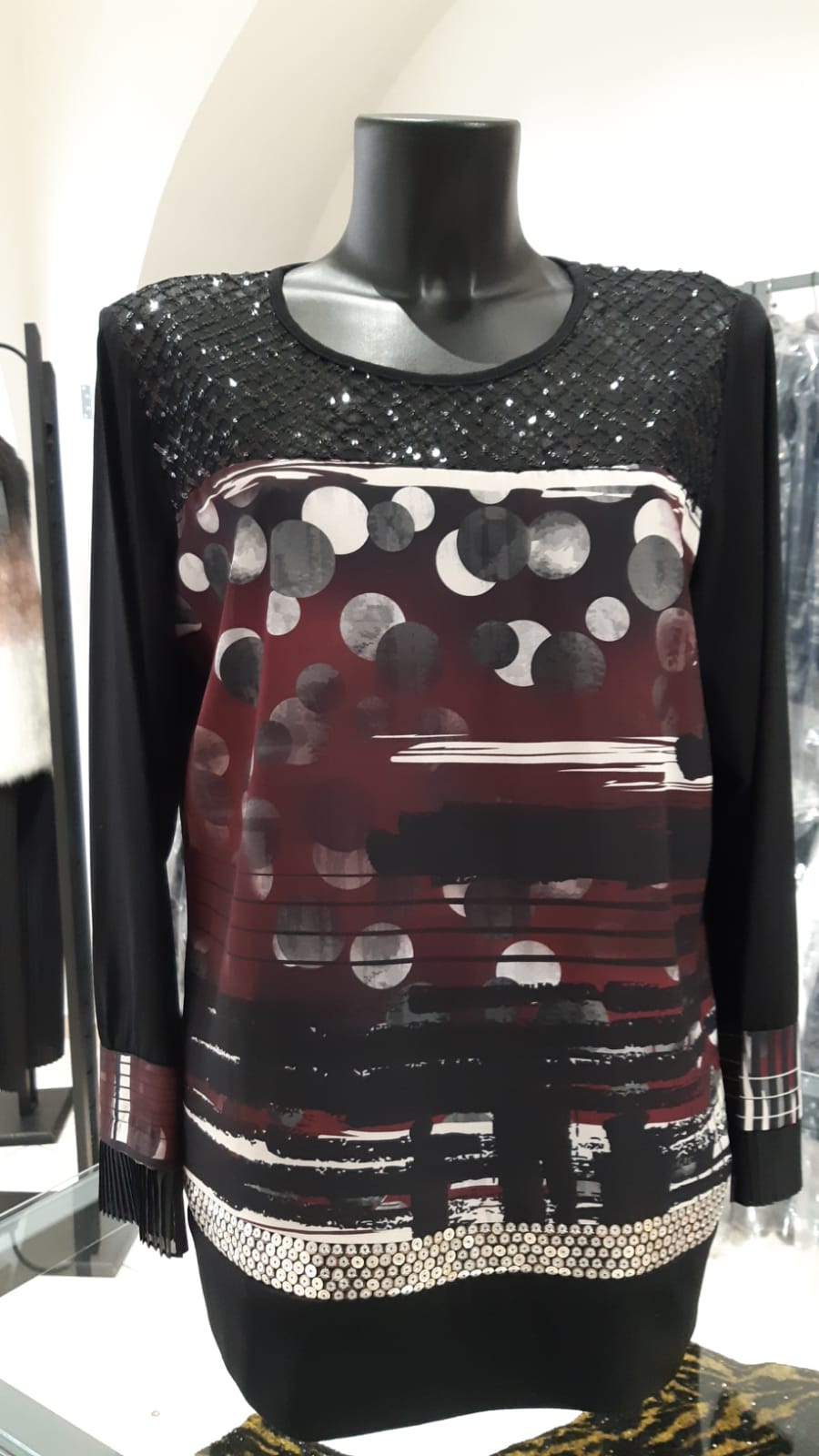 Maglia elegante primaverile da donna con plisse' bordo manica e con taglie forti