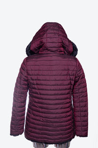 Giaccone da donna in pelliccia ecologia reversibile con cappuccio  FRANCA con taglie forti conformate