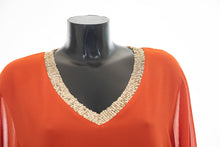 Carica l&#39;immagine nel visualizzatore di Gallery, Maglia elegante estiva da donna con scollo a punta paillettes e vestibilità comoda A/19MU00
