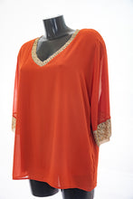 Carica l&#39;immagine nel visualizzatore di Gallery, Maglia elegante estiva da donna con scollo a punta paillettes e vestibilità comoda A/19MU00
