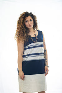 Vestito da donna estivo con collane in abbinato con taglie forti , vestibilità comoda 5503