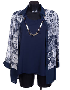 Twinset elegante da donna con collana abbinata e con taglie forti GFX