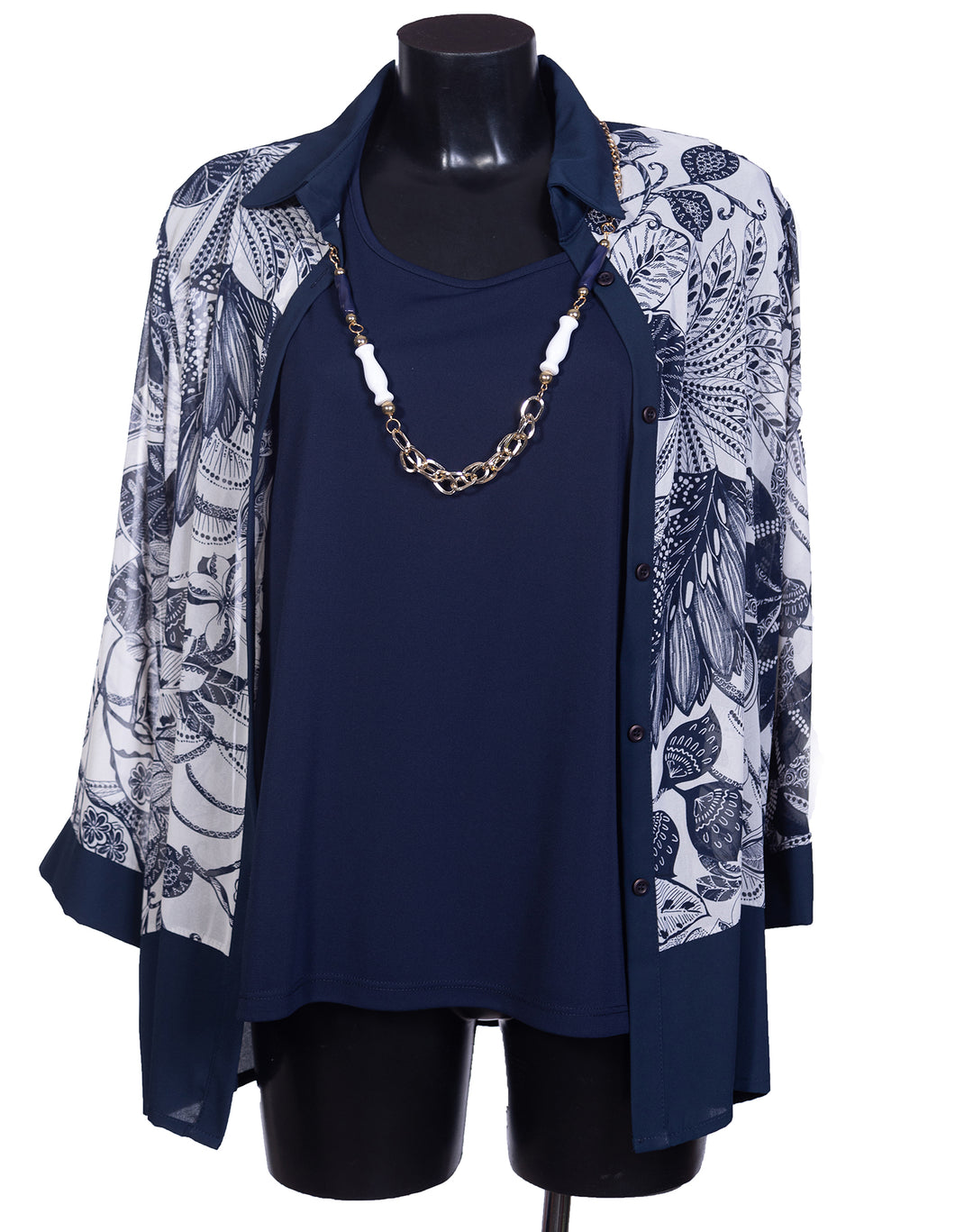 Twinset elegante da donna con collana abbinata e con taglie forti GFX