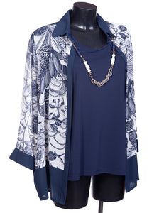 Twinset elegante da donna con collana abbinata e con taglie forti GFX