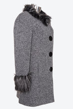 Carica l&#39;immagine nel visualizzatore di Gallery, Cappotto da donna in tessuto spigato con pelliccia e polsi staccabili e  con taglie forti LM084
