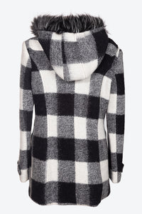 Cappotto da donna in tessuto lana cotta con cappuccio in pelliccia e con taglie forti FLAVIA