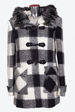 Carica l&#39;immagine nel visualizzatore di Gallery, Cappotto da donna in tessuto lana cotta con cappuccio in pelliccia e con taglie forti FLAVIA
