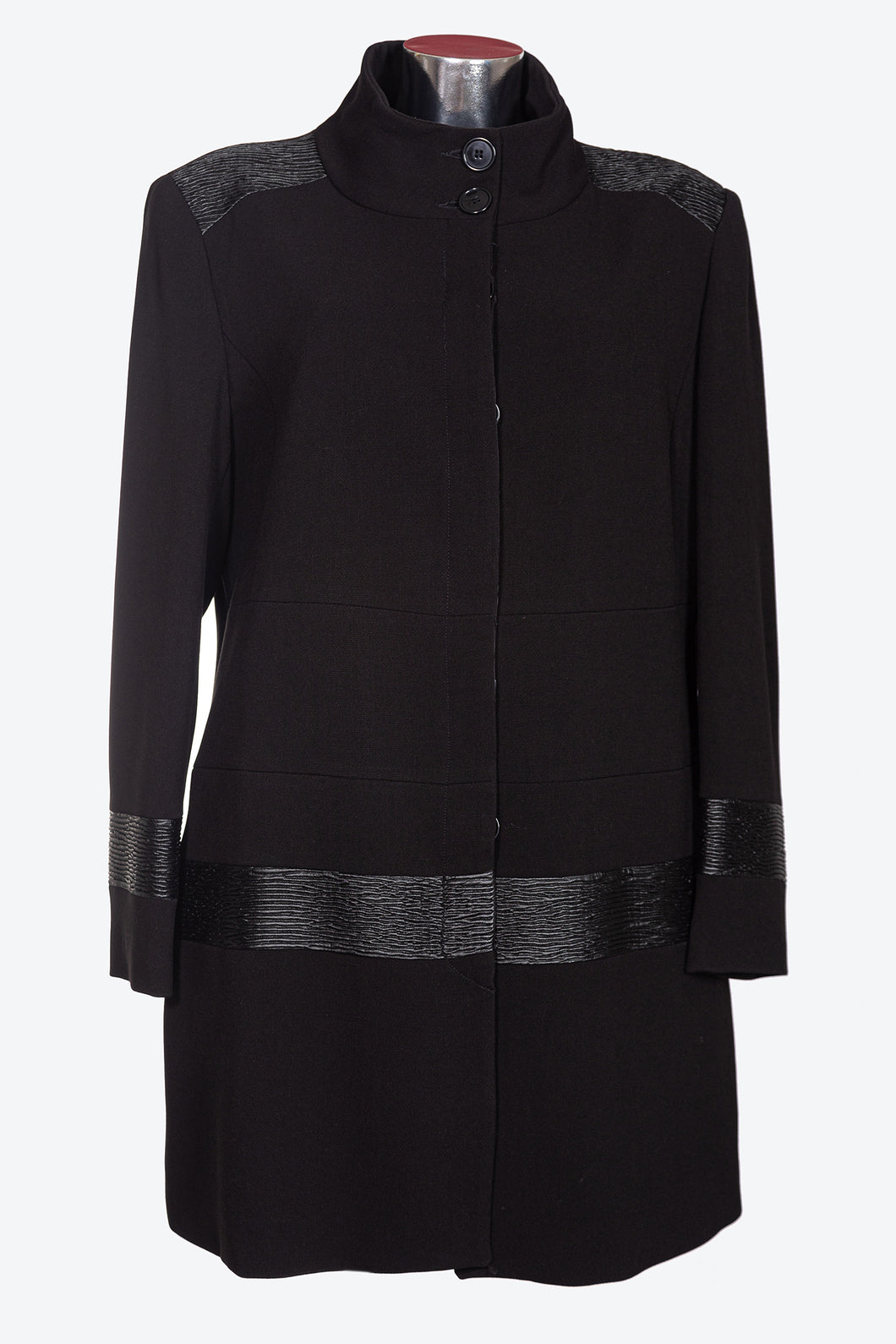 Cappotto da donna in tessuto crepe flora e pelle con e taglie forti LUCCA