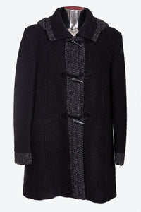Cappotto da donna in tessuto lana cotta satomi con cappuccio e con taglie forti conformateLM0031