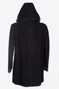 Cappotto da donna in tessuto lana cotta satomi con cappuccio e con taglie forti conformateLM0031