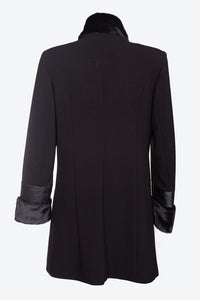 Cappotto da donna in tessuto crepe flora e pelle con collo e polsi imbottiti e con taglie forti ROVIGO