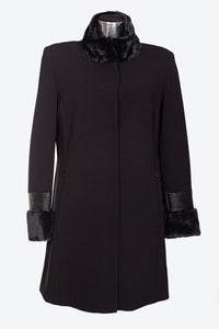Cappotto da donna in tessuto crepe flora e pelle con collo e polsi imbottiti e con taglie forti ROVIGO