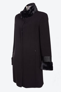 Cappotto da donna in tessuto crepe flora e pelle con collo e polsi imbottiti e con taglie forti ROVIGO