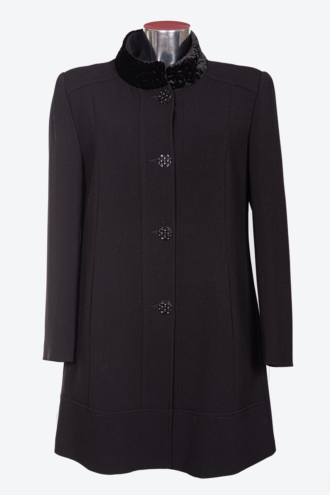 Cappotto da donna in tessuto crepe astrakan con collo imbottito e con  taglie forti conformate LM085