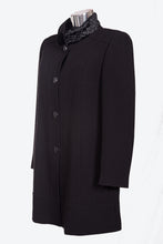 Carica l&#39;immagine nel visualizzatore di Gallery, Cappotto da donna in tessuto crepe astrakan con collo imbottito e con  taglie forti conformate LM085

