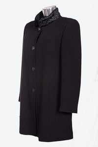 Cappotto da donna in tessuto crepe astrakan con collo imbottito e con  taglie forti conformate LM085