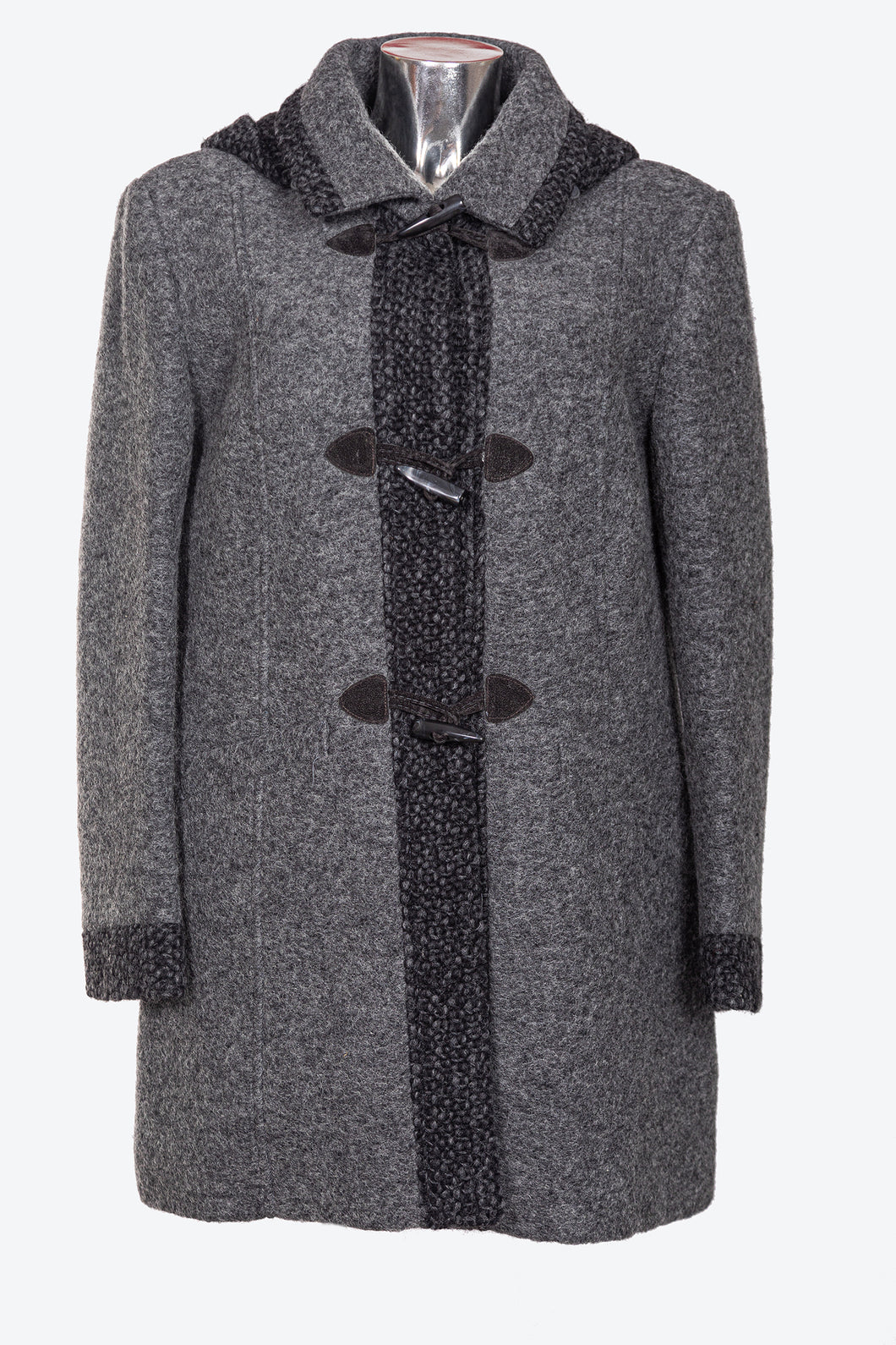 Cappotto da donna in tessuto lana cotta satomi con cappuccio e con taglie forti conformate LM00301