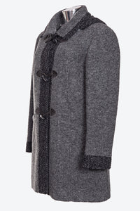 Cappotto da donna in tessuto lana cotta satomi con cappuccio e con taglie forti conformate LM00301