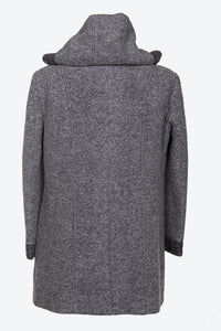 Cappotto da donna in tessuto lana cotta satomi con cappuccio e con taglie forti conformate LM00301