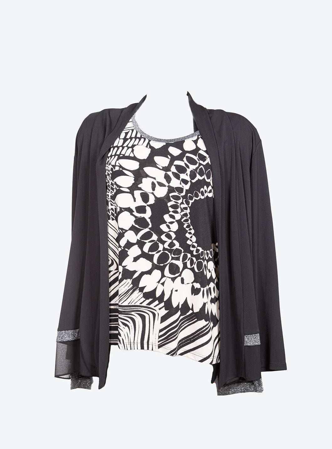 Twinset elegante da donna con maniche lunghe e con taglie forti LISBONA LUREX